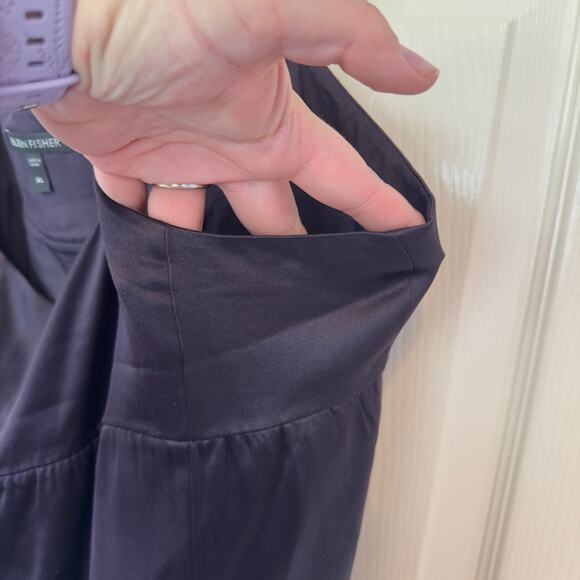 Eileen Fisher 100% Silk Crepe Back Satin Dress Purple Size XL Pockets Elegant - Picture 7 of 10